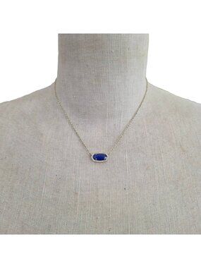 Elisa Silver Pendant Necklace in Cobalt Cats Eye 15"-17"